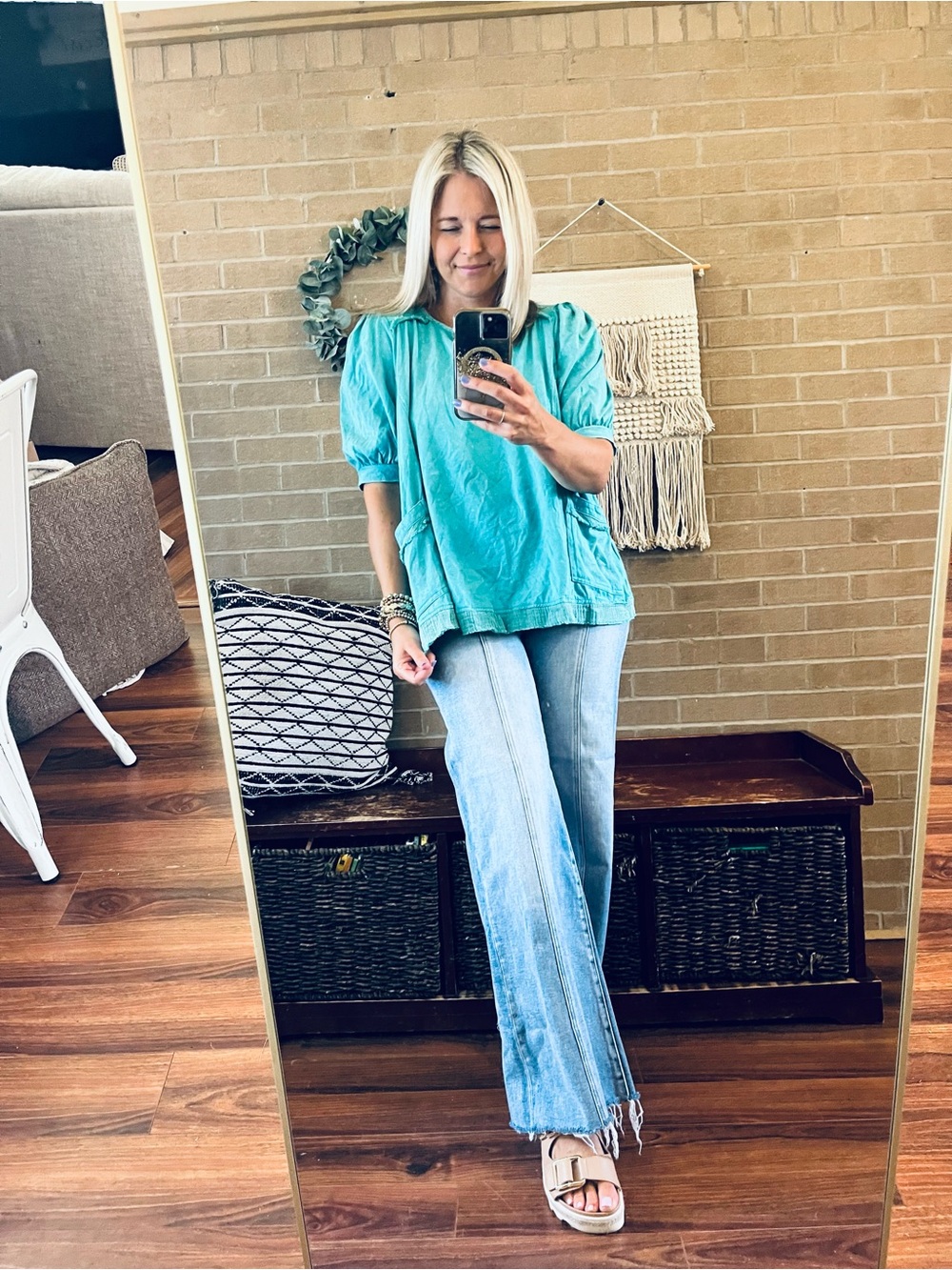 GIGIO Turquoise Short Sleeve Pocket Tunic